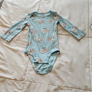 Baby blue floral long sleeve onesie